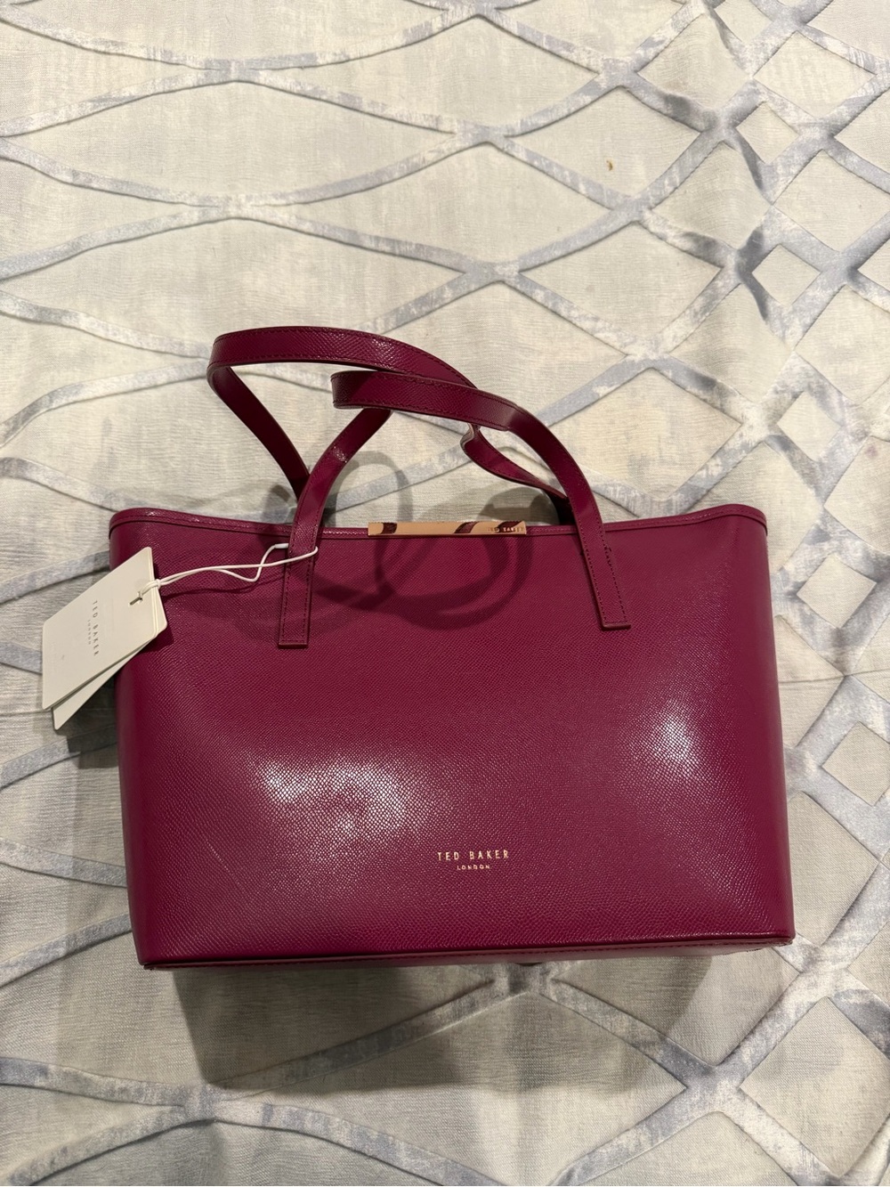 New Ted Baker Magenta Leather Tote Bag